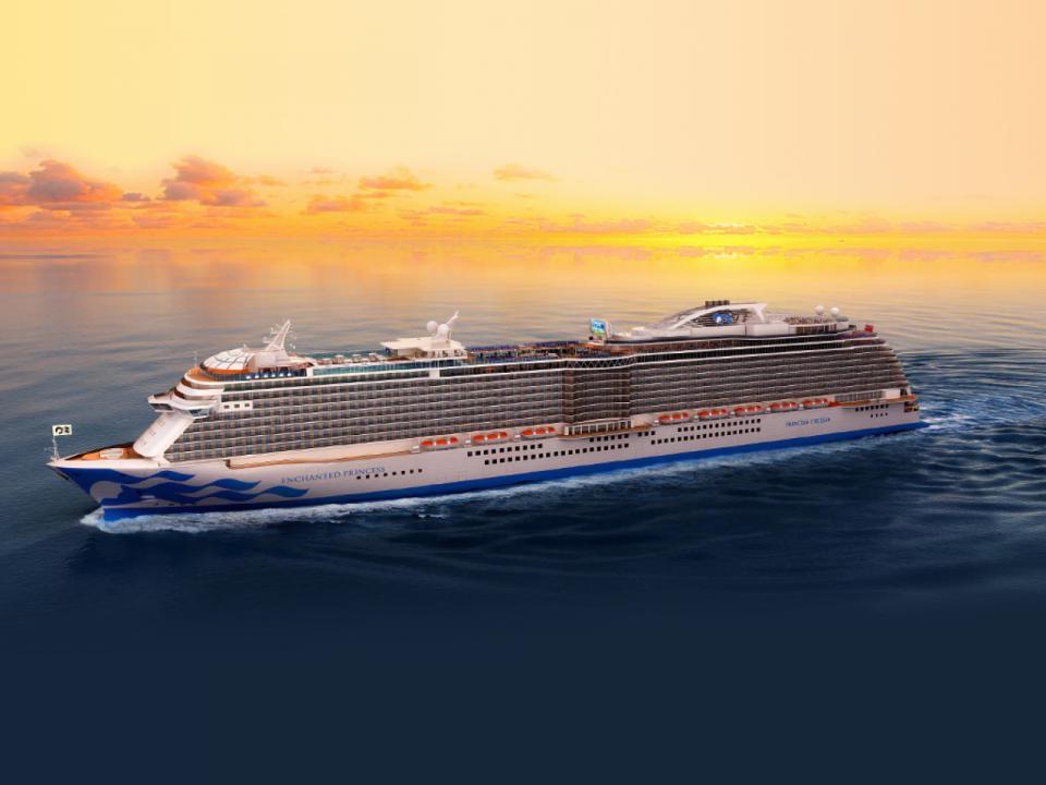 The fictional MV Argent Crown approaching the French Riviera